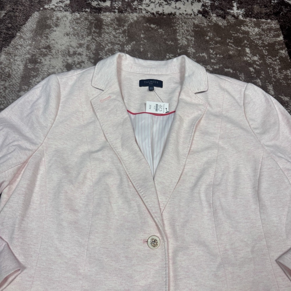 Talbots Blazer Cotton Modal Blend Light Pink 2 Button Jacket Plus Size 20 NEW - Picture 2 of 11